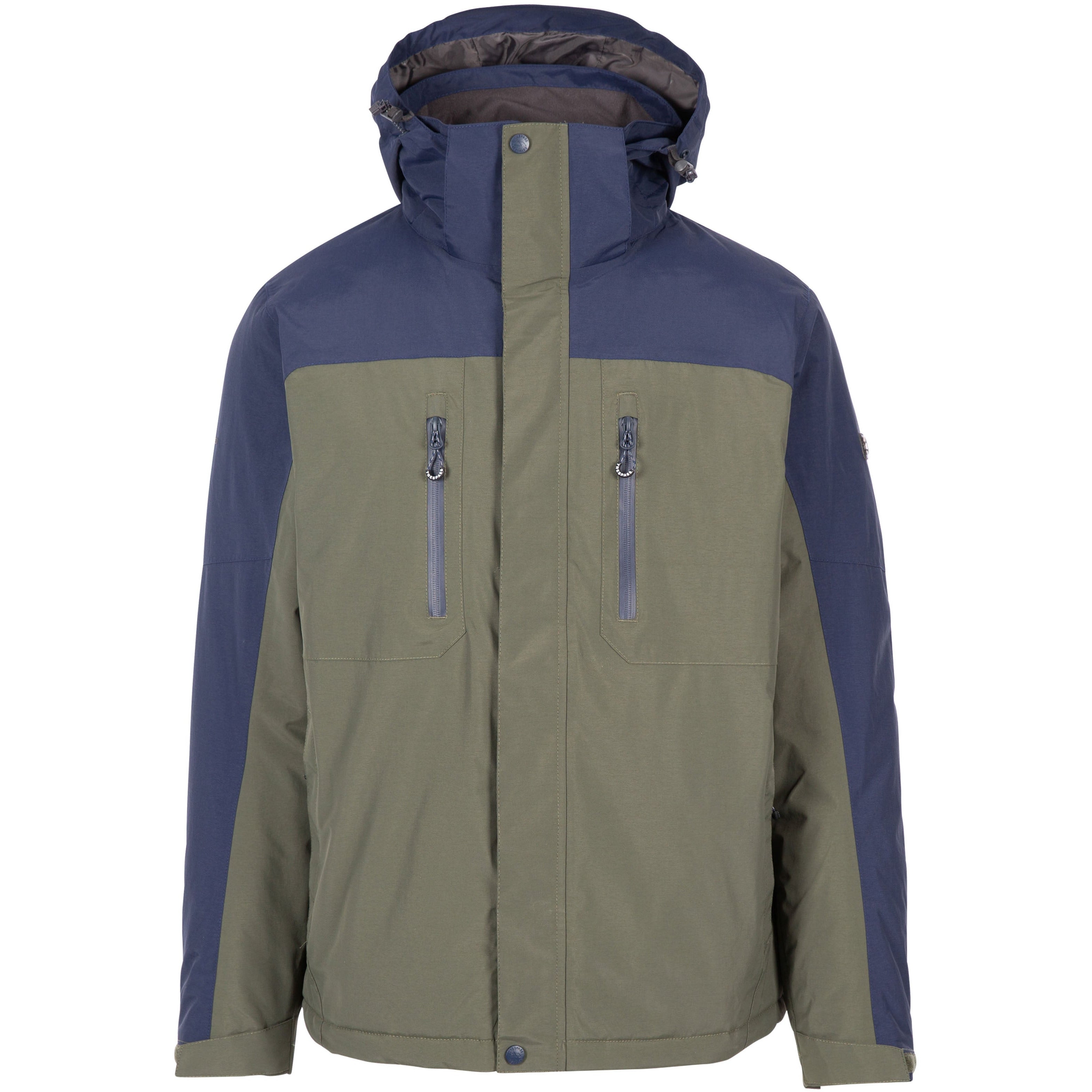 Mens rain jacket with removable outlet liner