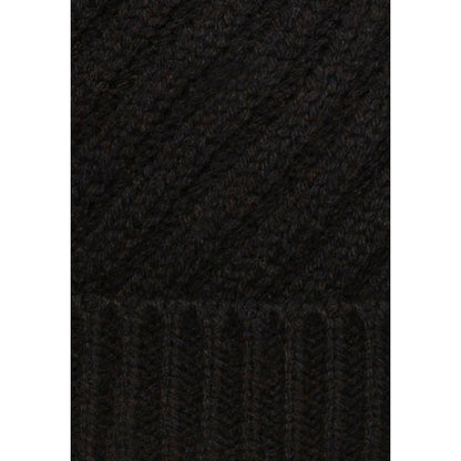 Twisted Womens Knitted Hat in Black with Lining