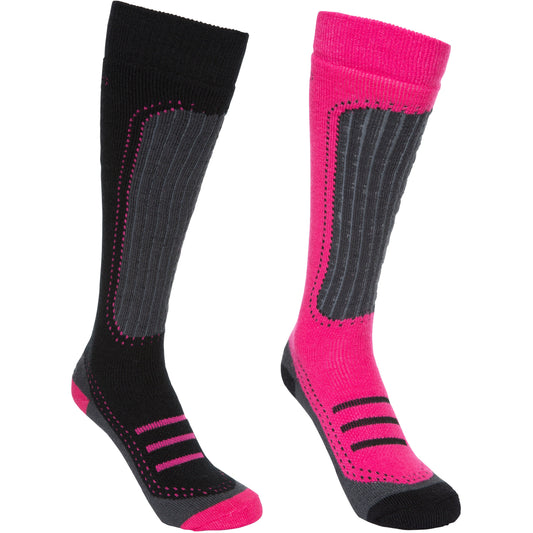 Janus 2 Women's Ski Socks - 2 Pack in Pink / Black