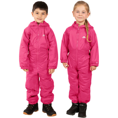 Dripdrop Trespass Padded Waterproof Childs Rain Suit in Pink