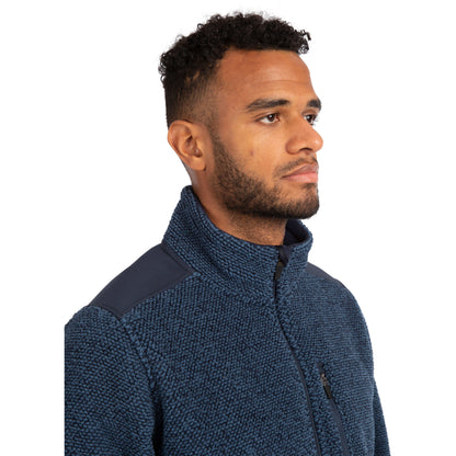 Faratino Men's Knitted Striped Fleece Jacket in Smokey Blue