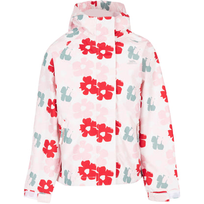Hopeful Girls Unpadded Waterproof Jacket with Red Floral Print