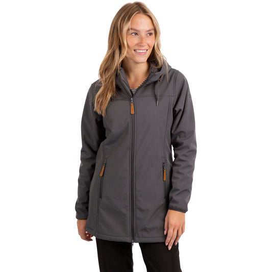 Kristen Women's Longer Length Softshell Jacket in Carbon