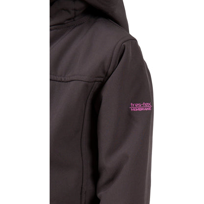 Kristen Girls' Long Hooded Softshell Jacket in Dark Grey