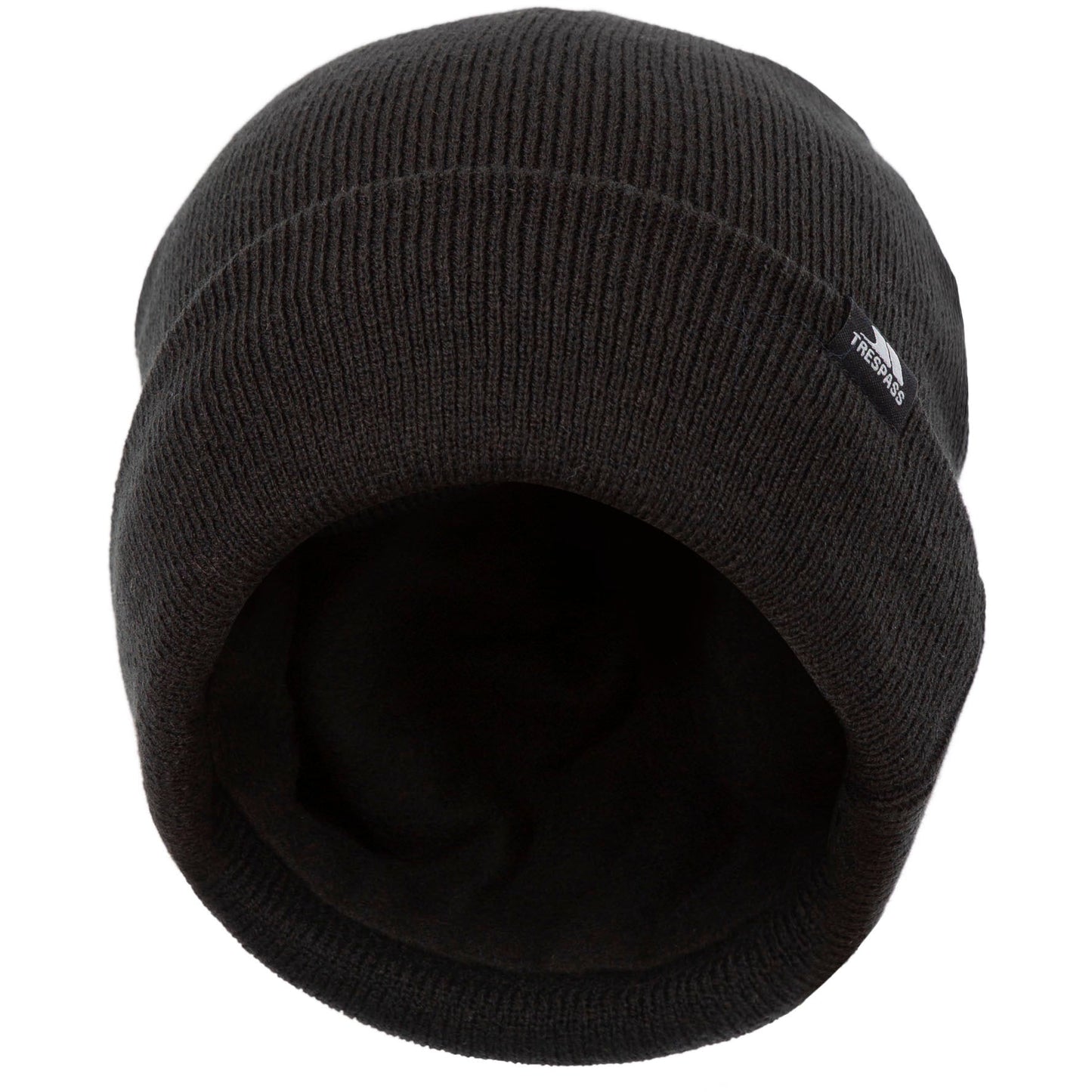Trespass Adults Black Knitted and Lined Beanie Hat - Littlebrook