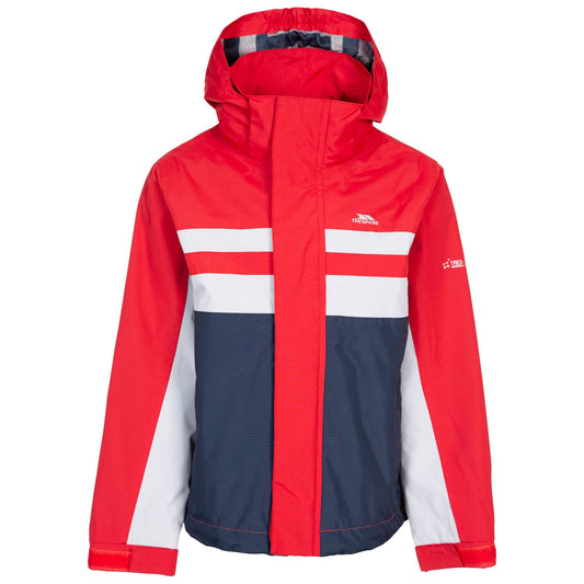 Raymont Boy's Unpadded Waterproof Jacket with Detachable Hood in Red / Navy