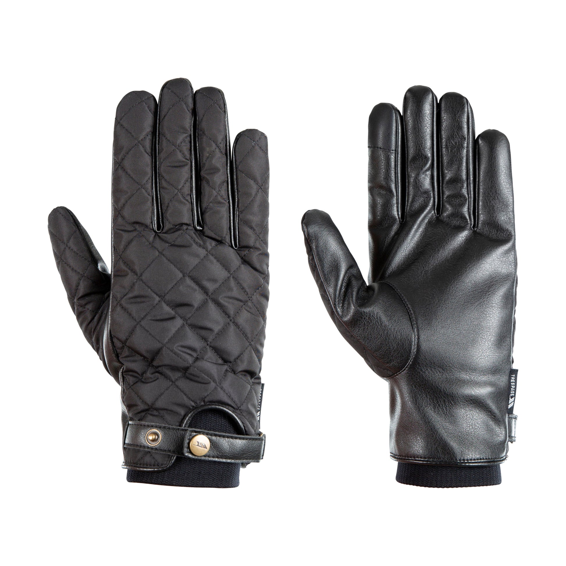 Tully Adults Quilted Touchscreen Gloves in Black Trespass Ireland