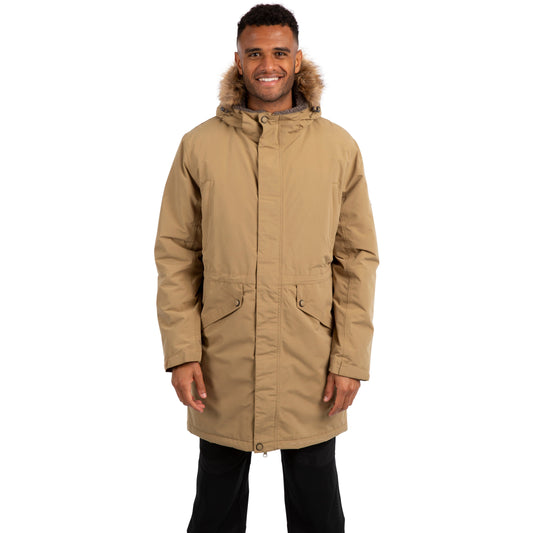 Verton Mens Padded Longer Length Waterproof Jacket in Cashew from Trespass