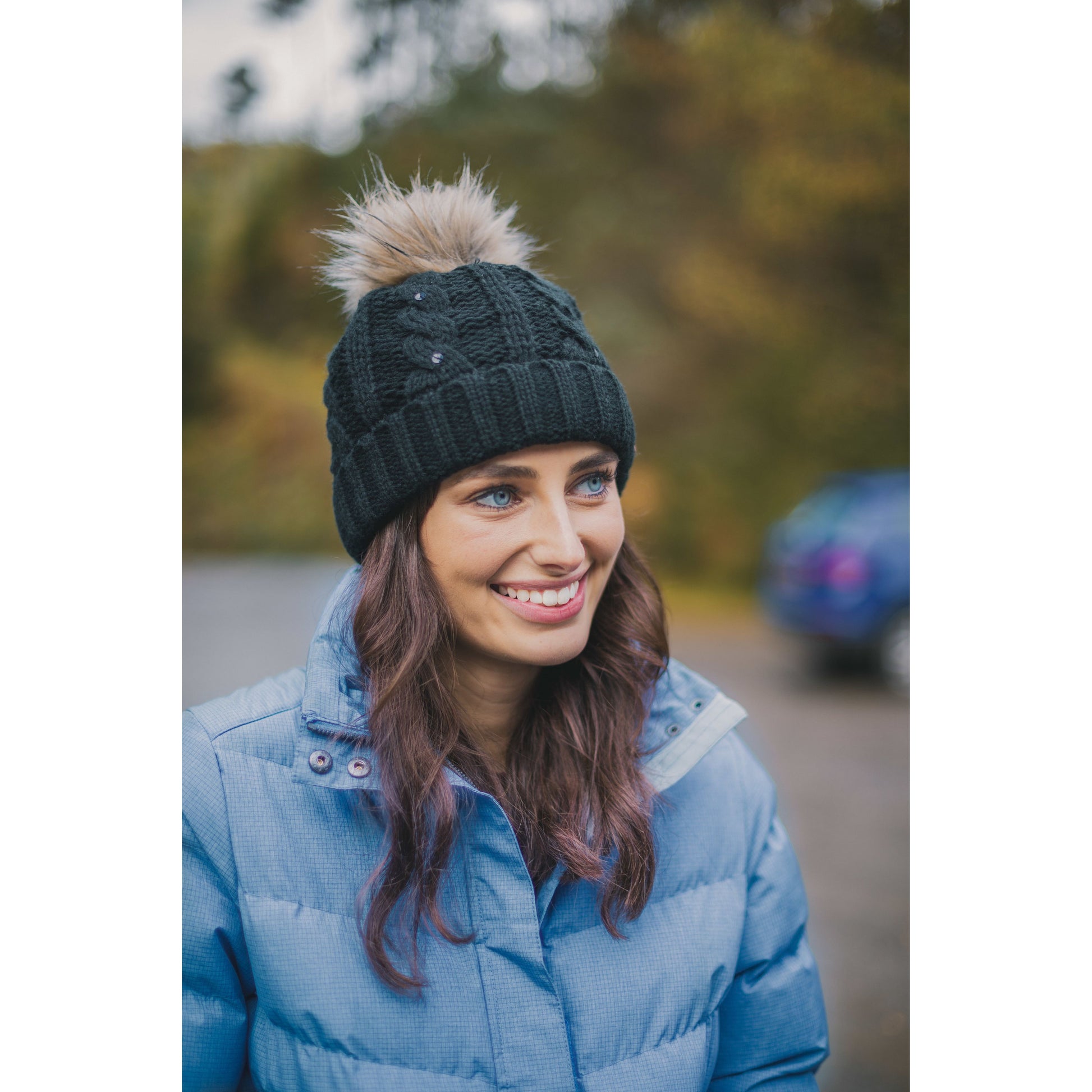 LILLIA WOMEN'S KNITTED BOBBLE HAT BLACK Trespass Ireland