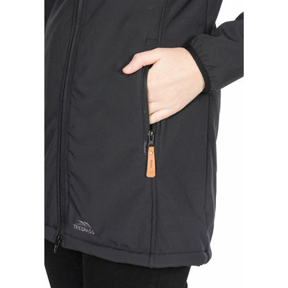 Kristen Women's Longer Length Softshell Jacket in Black