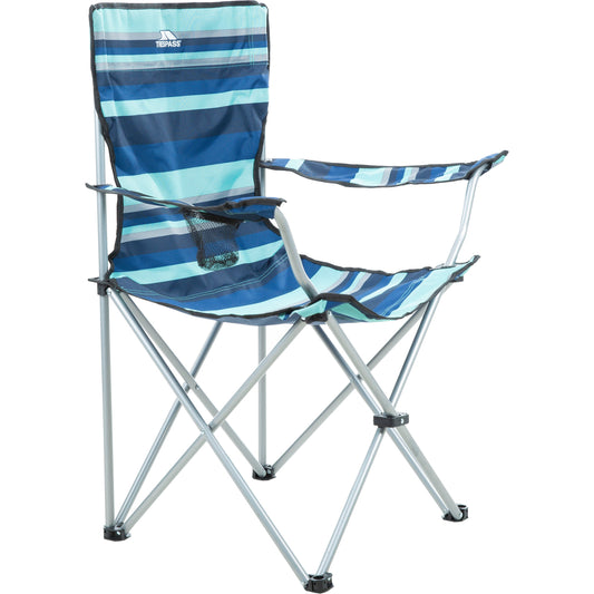 Branson Folding Camping Chair With Drinks Holder in Blue Stripe