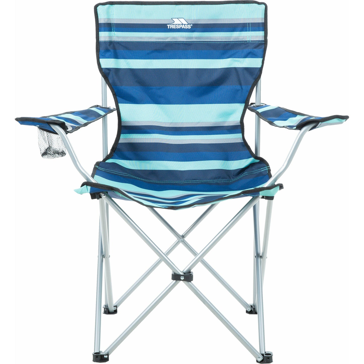 Branson Folding Camping Chair With Drinks Holder in Blue Stripe