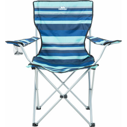 Branson Folding Camping Chair With Drinks Holder in Blue Stripe