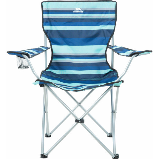 Branson Folding Camping Chair With Drinks Holder in Blue Stripe