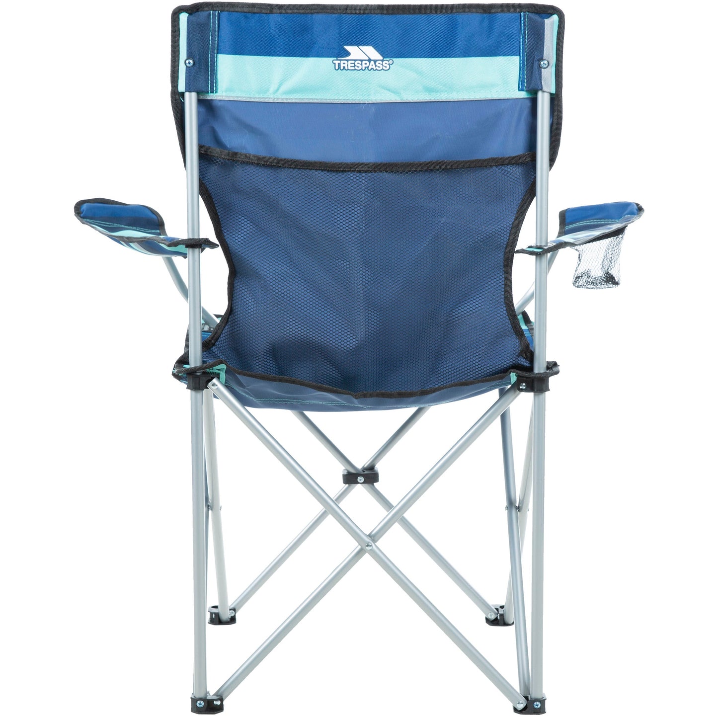 Branson Folding Camping Chair With Drinks Holder in Blue Stripe