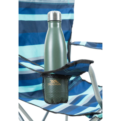 Branson Folding Camping Chair With Drinks Holder in Blue Stripe
