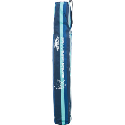 Branson Folding Camping Chair With Drinks Holder in Blue Stripe