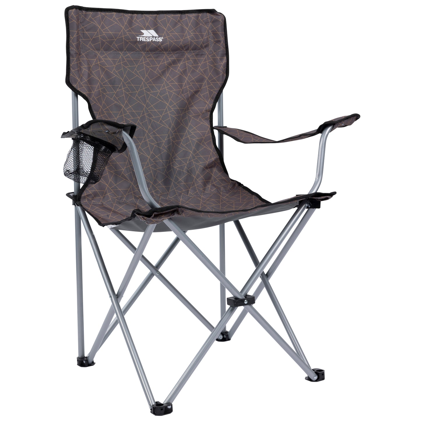 Branson Folding Camping Chair With Drinks Holder in Storm Grey Print
