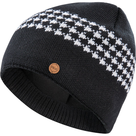 Capaldi DLX Mens Knitted Merino Wool Beanie Hat in Black