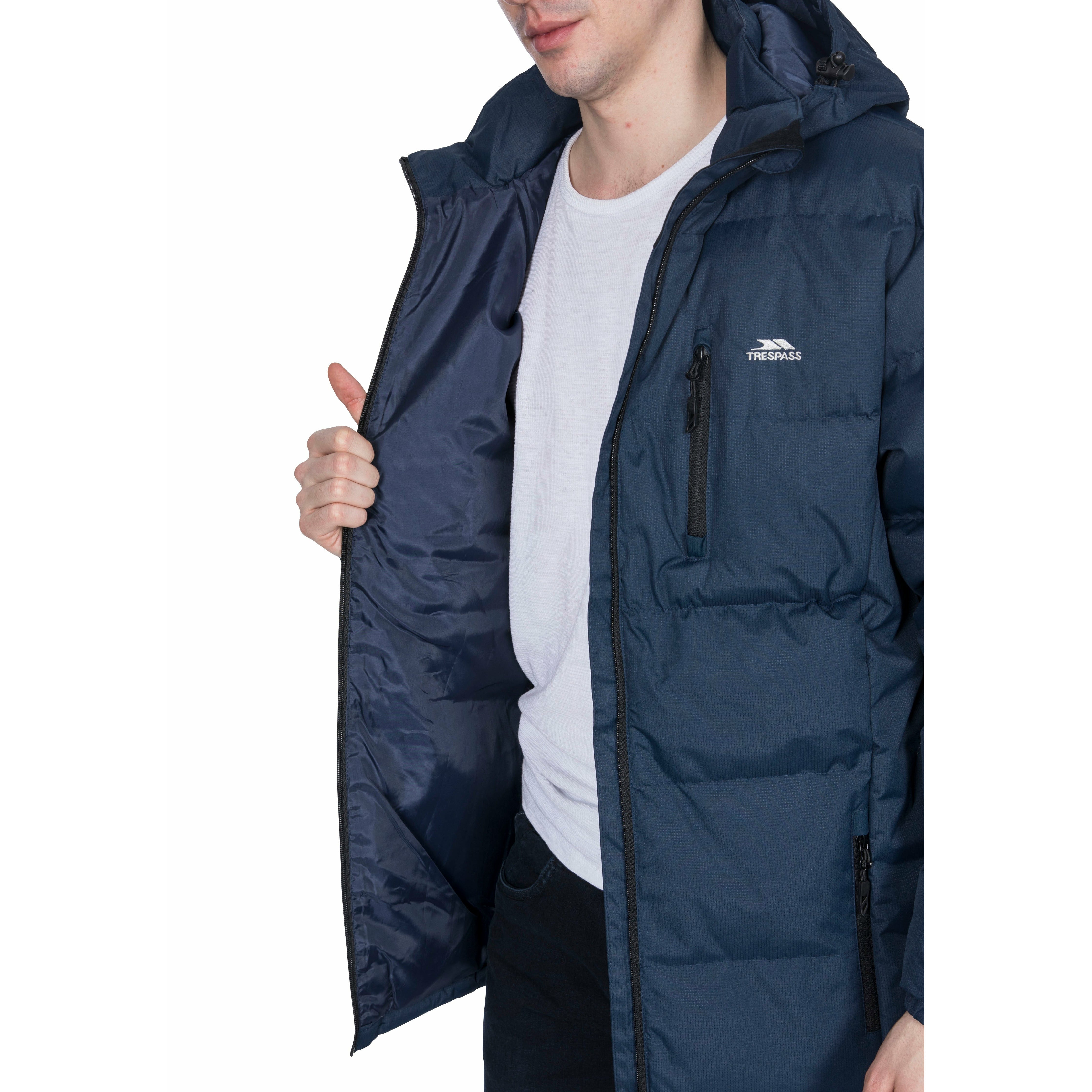 Trespass mens clip clearance padded hooded jacket navy