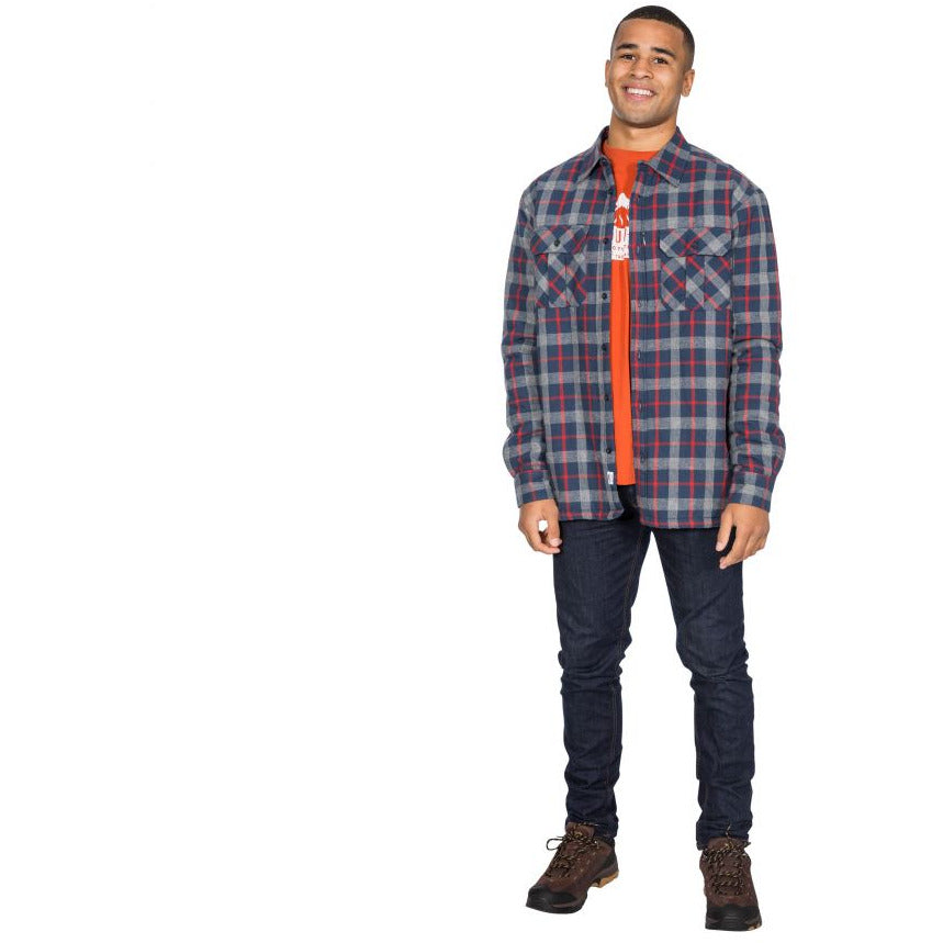 Rapeseed Men's Check Shirt with Sherpa Lining in Navy Check