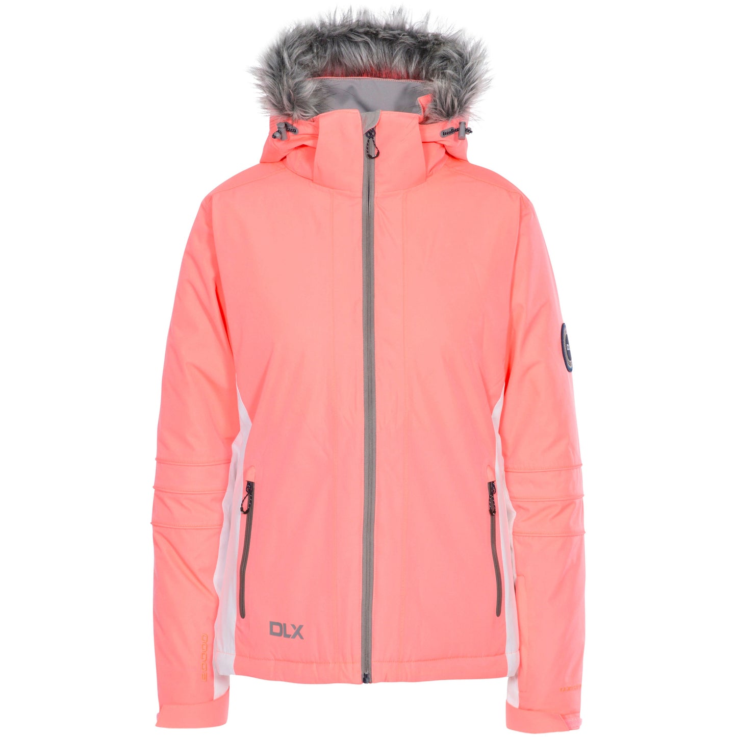 Trespass Womens DLX Luxury Ski Jacket Sandrine in Neon Coral