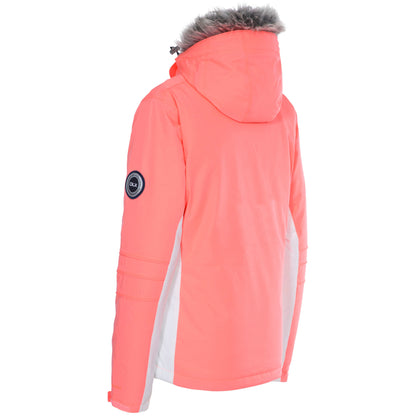 Trespass Womens DLX Luxury Ski Jacket Sandrine in Neon Coral