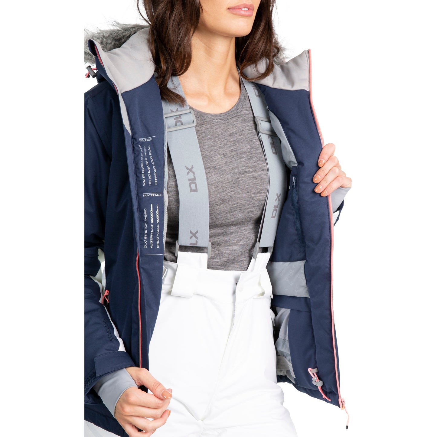 Trespass Womens DLX Luxury Padded Ski Jacket Sandrine in Navy