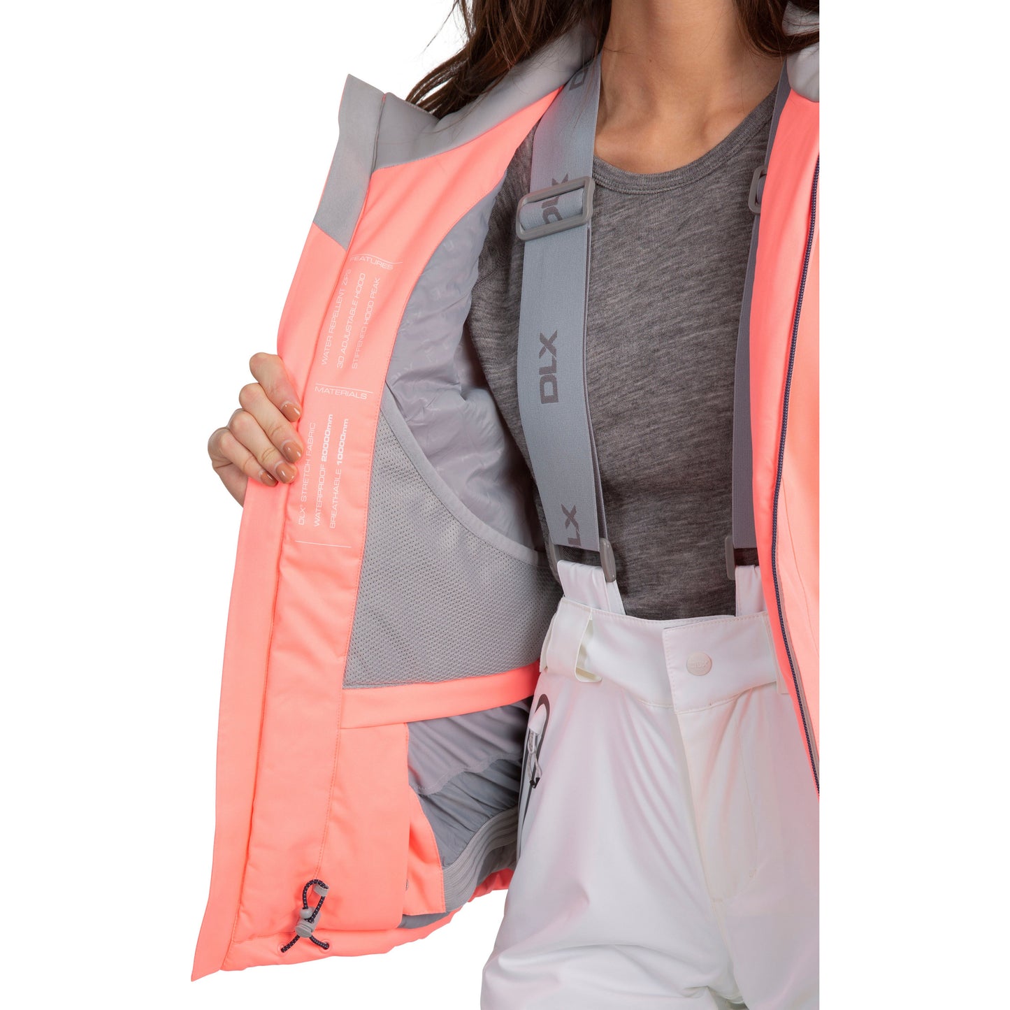 Trespass Womens DLX Luxury Ski Jacket Sandrine in Neon Coral