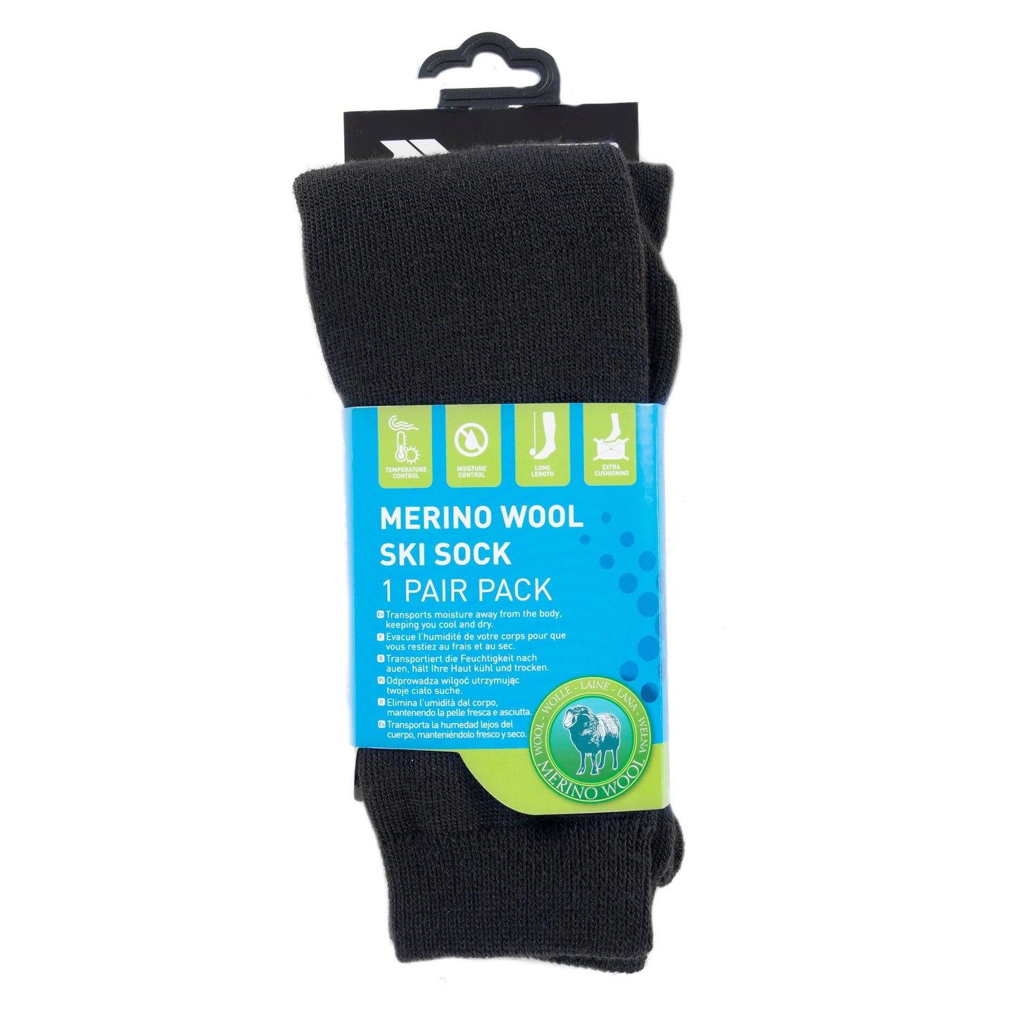 Tech Luxury Unisex Merino Wool Blend Ski Tube Socks in Black