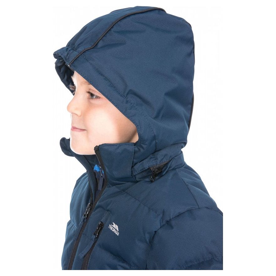 Trespass boys tuff 2024 padded hooded jacket blue